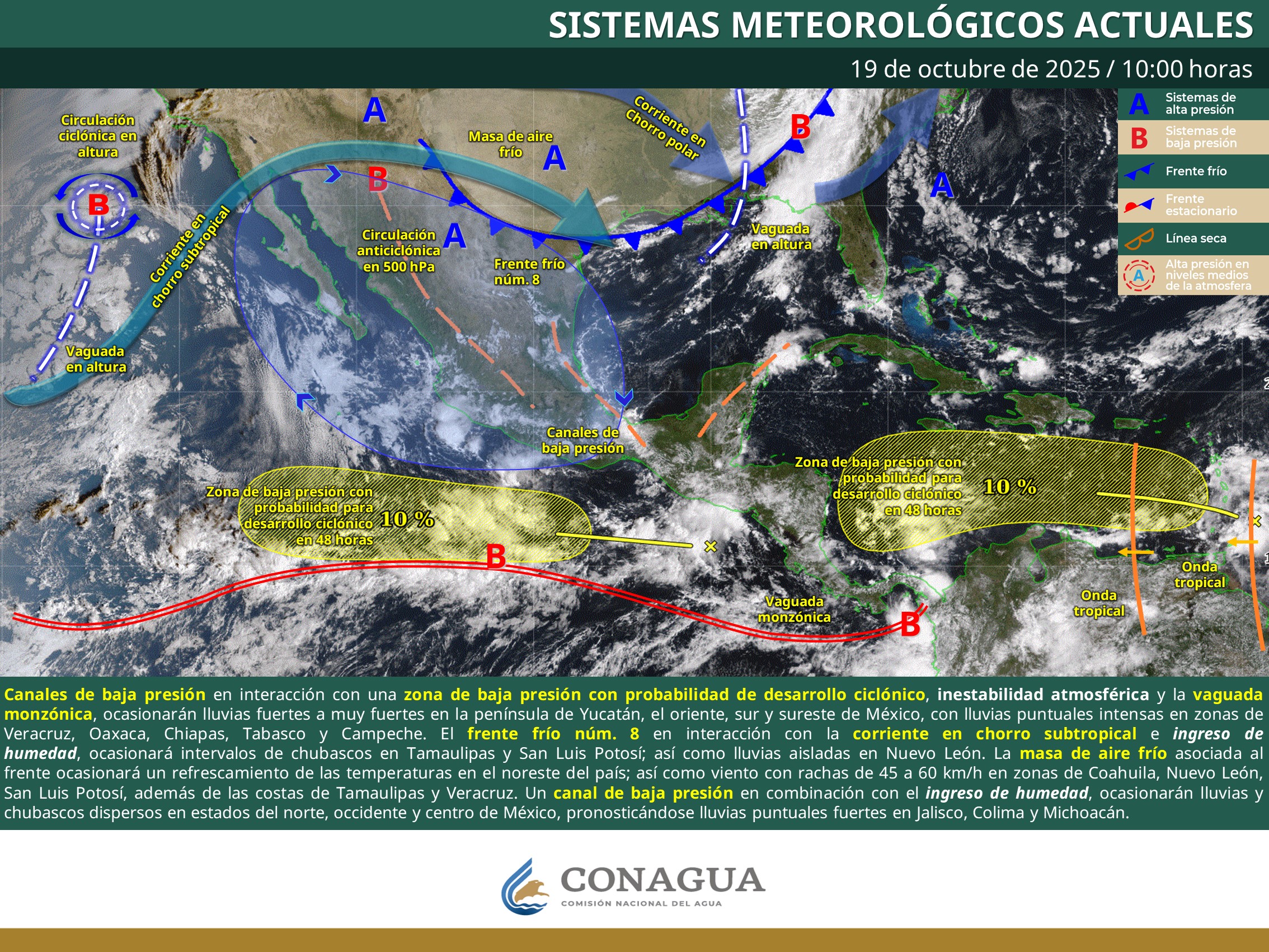 Alerta meteorológica: Frente Frío 8 promete lluvias fuertes y riesgo de inundaciones