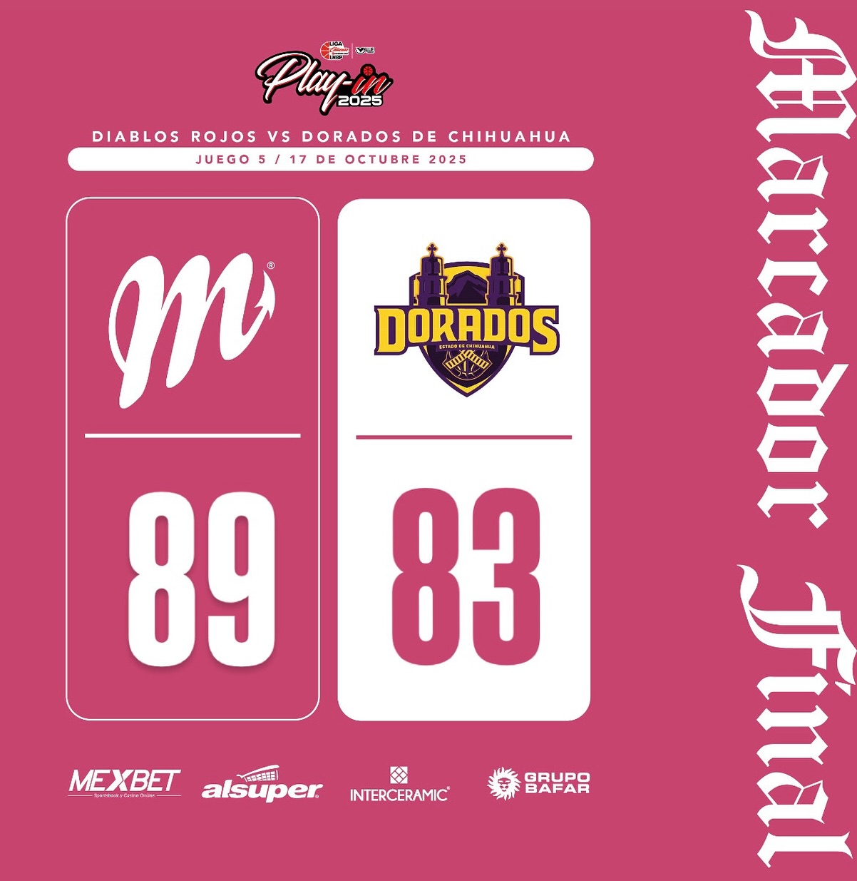 Los Diablos Rojos superan a Dorados por 89-83 y cierran la serie 3-2