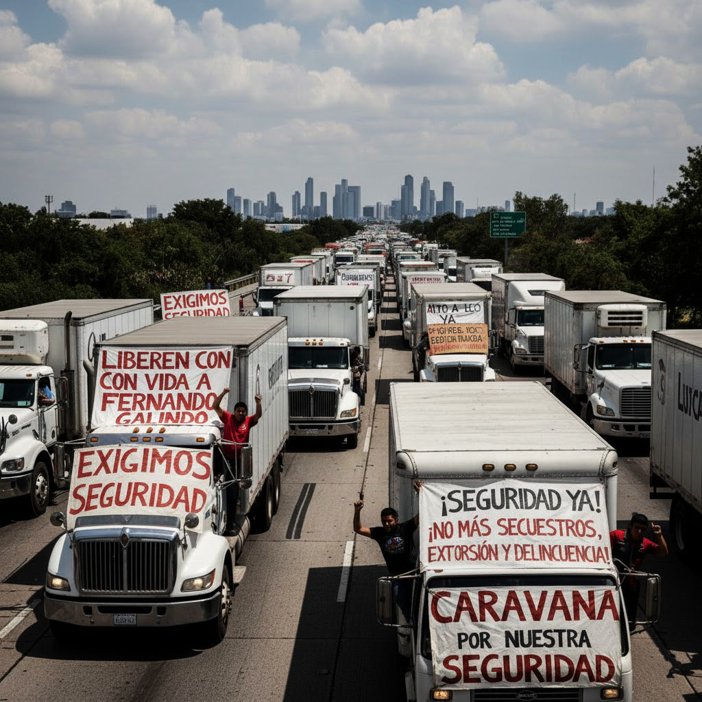 Transportistas marchan al Zócalo para denunciar inseguridad en carreteras