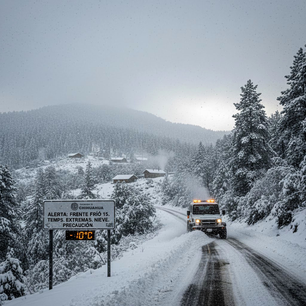 Alerta Invernal en Chihuahua: Frente Frío 15 Desploma Temperaturas a -10°C y Amenaza con Aguanieve