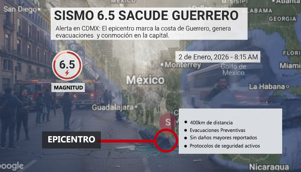 Sismo de magnitud 6.5 sacude Guerrero y se siente en CDMX