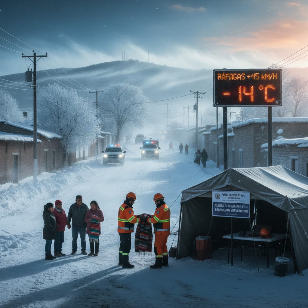 Heladas intensas cubren gran parte de Chihuahua; Protección Civil emite recomendaciones