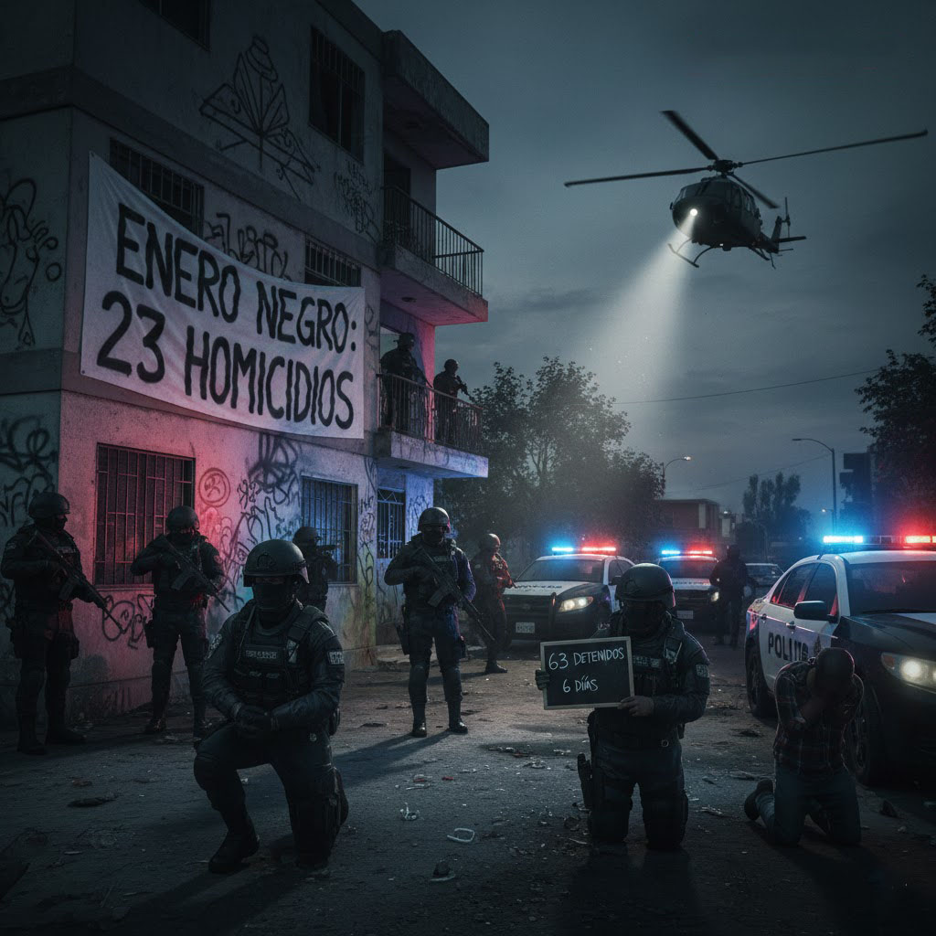 Chihuahua capital registra 23 homicidios en enero y detiene a 63 personas en seis días