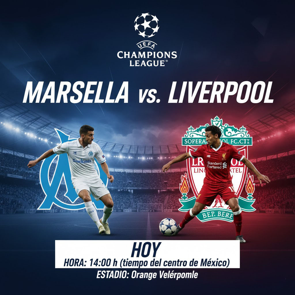 Champions League 2026: Duelo clave entre Marsella y Liverpool en la Jornada 7