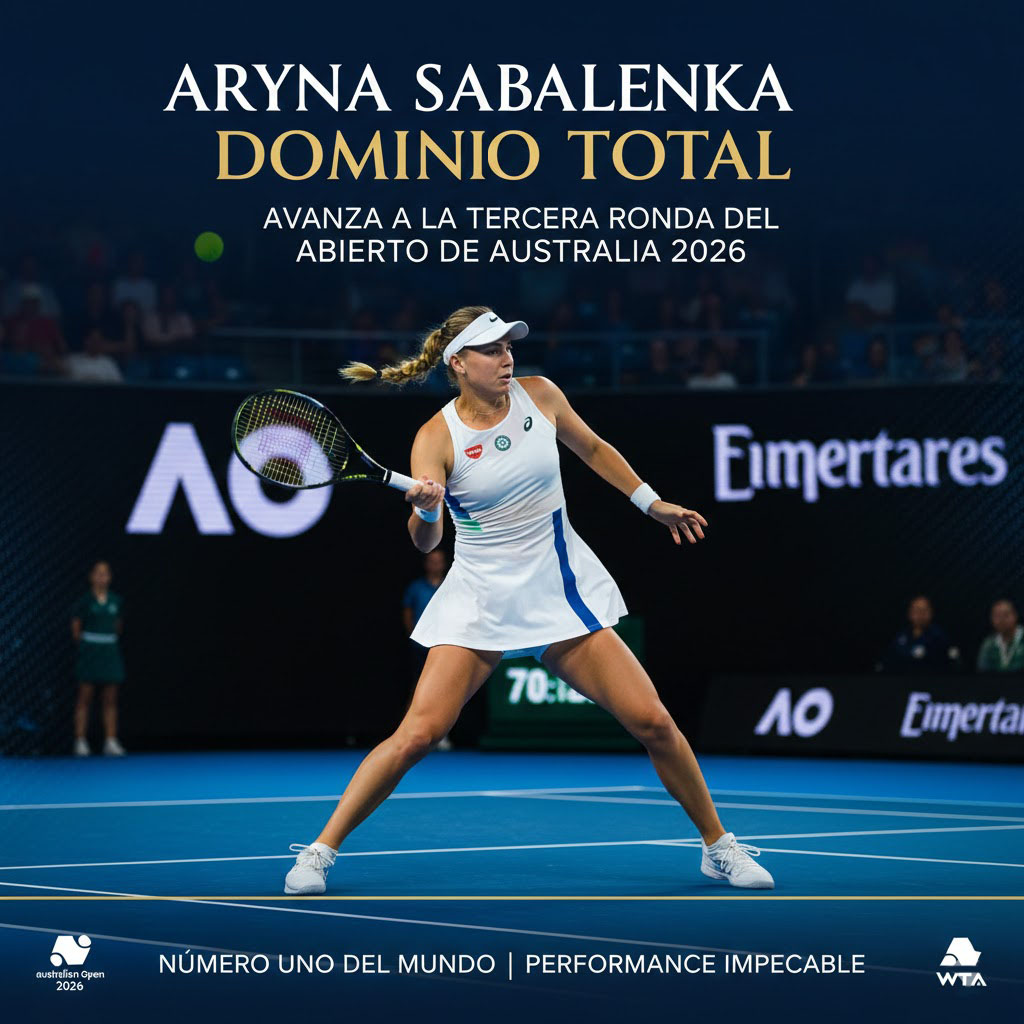 Aryna Sabalenka avanza a la tercera ronda del Abierto de Australia 2026 con dominio en la cancha